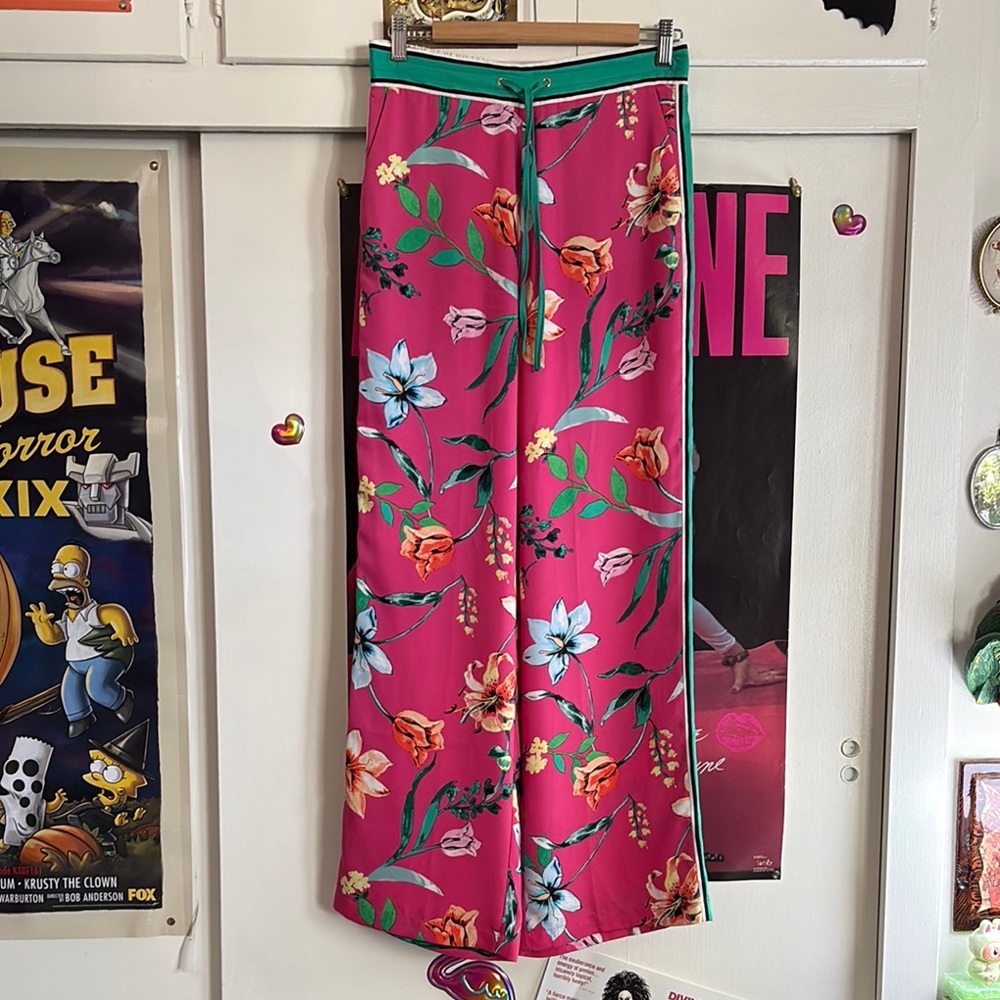 Laundry by Shelli Segal Floral Pink Wide-Leg Pants